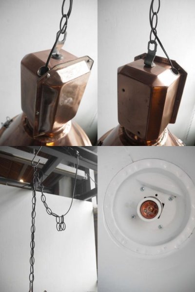 画像3: アンティーク　ポーランド製　インダストリアル　カッパー 吊り下げランプ 