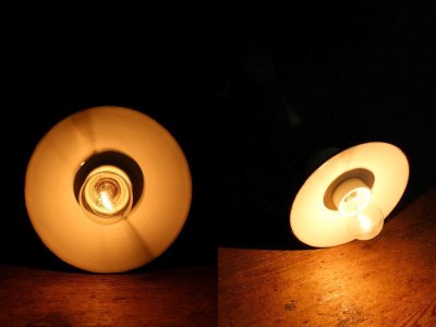画像1: アンティーク　陶器×ホーロー　壁付けランプ